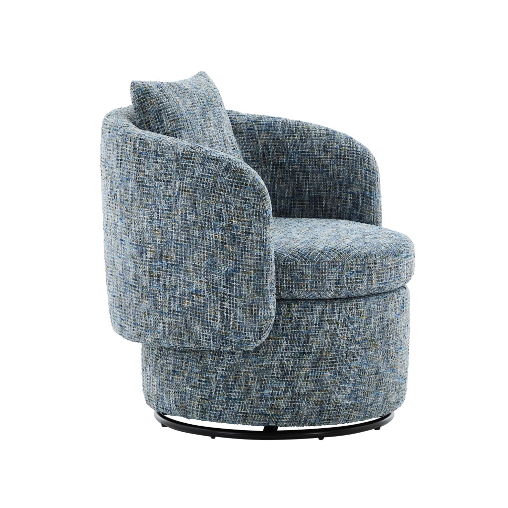 Poltrona girevole - con vano contenitore e cuscino schienale - in ciniglia - blu