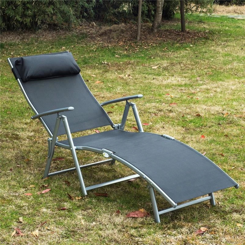 SDRAIO PRENDISOLE RELAX RECLINABILE PIEGHEVOLE CON CUSCINO GIARDINO NERO