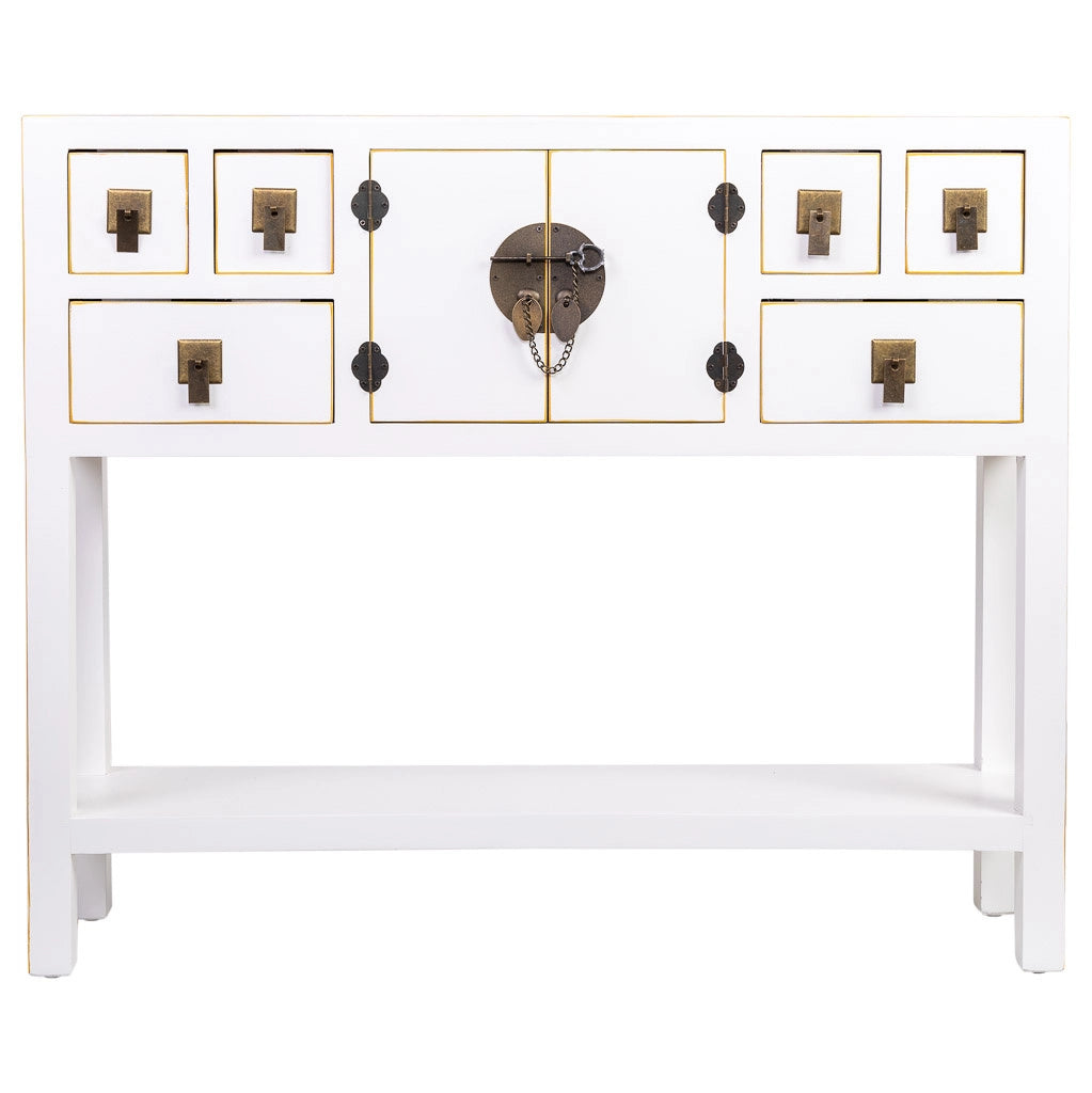 Credenza in legno con 6 cassetti e 2 porte 95x24x79h cm