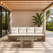 Set Divano da Giardino 5 pz Beige e Bianco Crema polyrattan 3437049