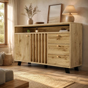 Credenza 120 cm rovere scuro con 3 cassetti e 2 ante