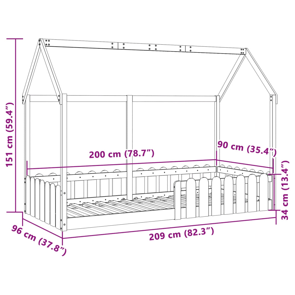 Giroletto Casetta Bambini Marrone Cera 90x200 cm Massello Pino 850688