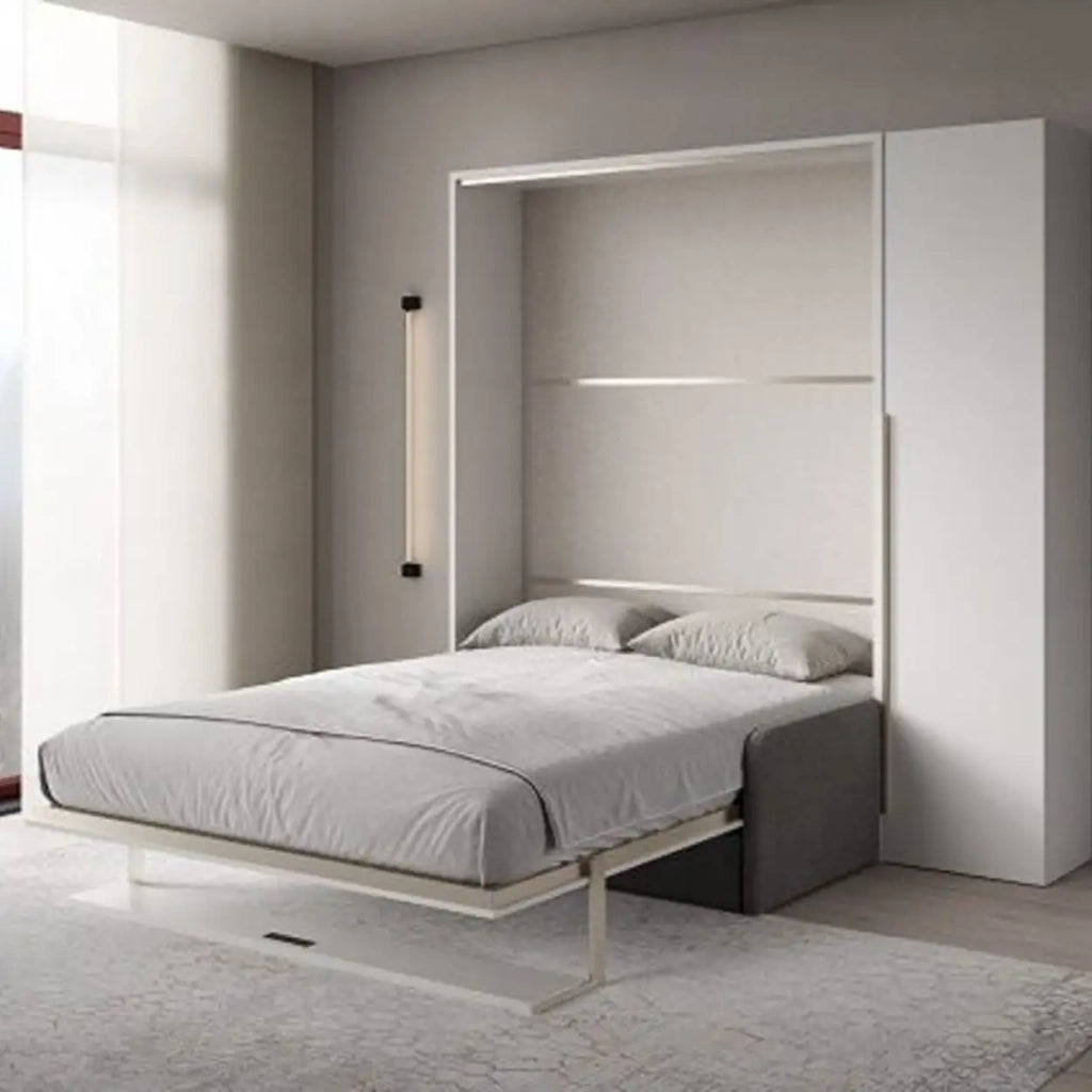 Letto matrimoniale francese a scomparsa 140 Versia con armadio sx 2 ante bianco