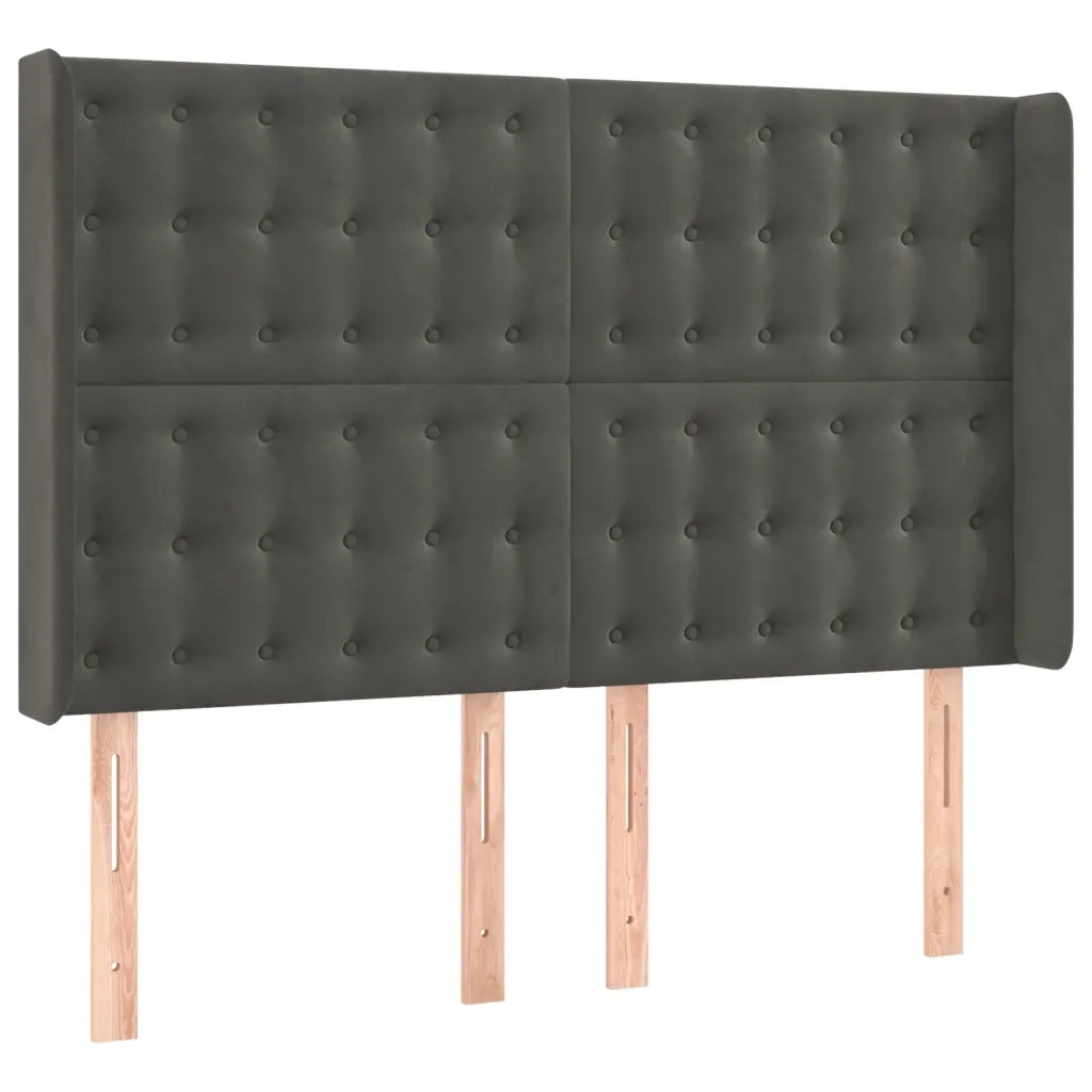 Testiera a LED-Testata con LED Grigio Scuro 147x16x118/128cm in Velluto 985411