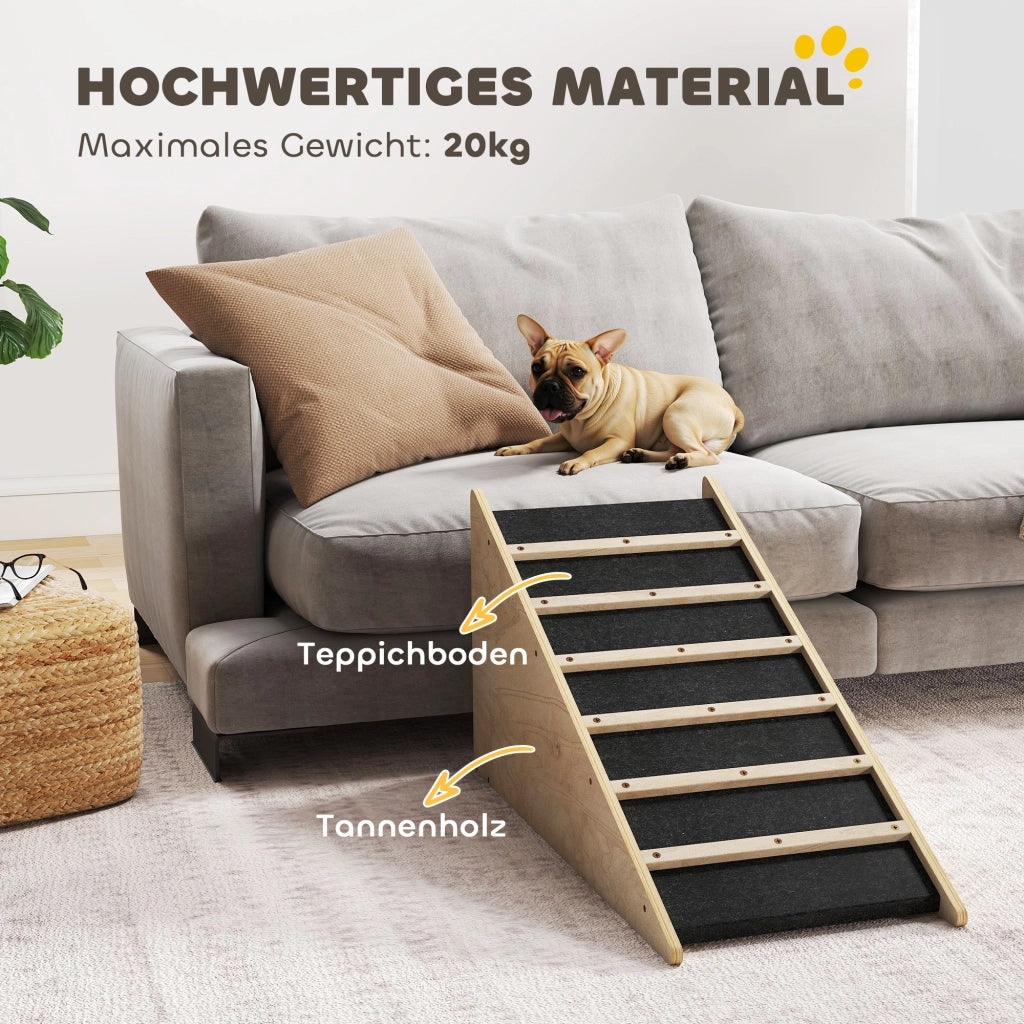 Scala per cani e gatti ¨C zephmum ¨C legno di pino, 90x40x45 cm, colore naturale e grigio
