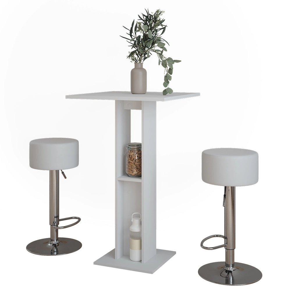 Vicco tavolo bar con sgabelli Bianco 65 x 65 cm con 2 sgabelli da bar