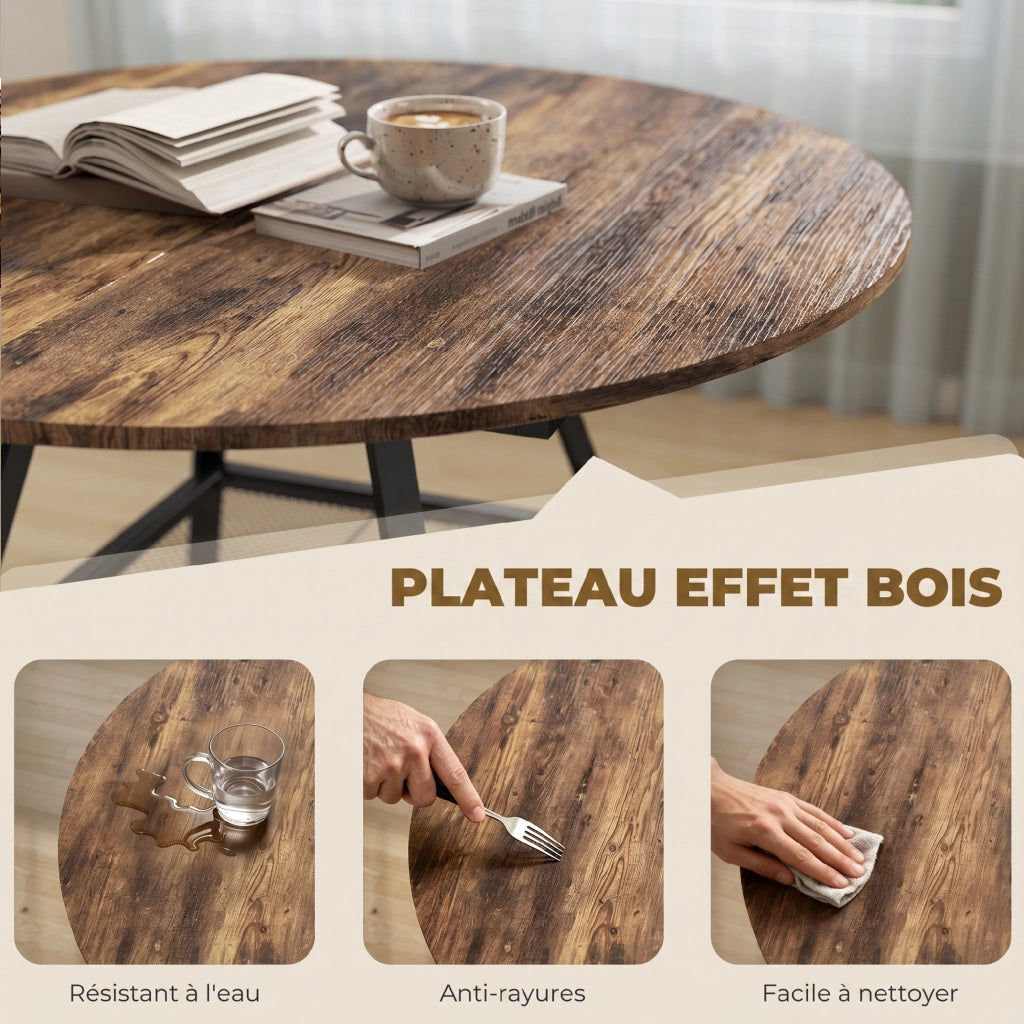 Tavolo da pranzo rotondo per 4 persone ¨C zephmum ¨C legno massello effetto rovere 100x76