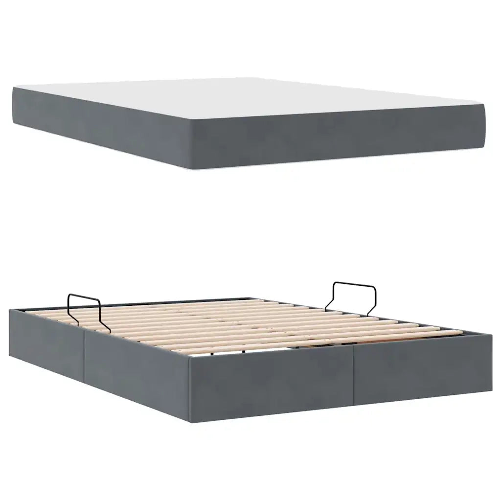 Letto con contenitore e materasso Grigio scuro 140 x 190 cm 3399719