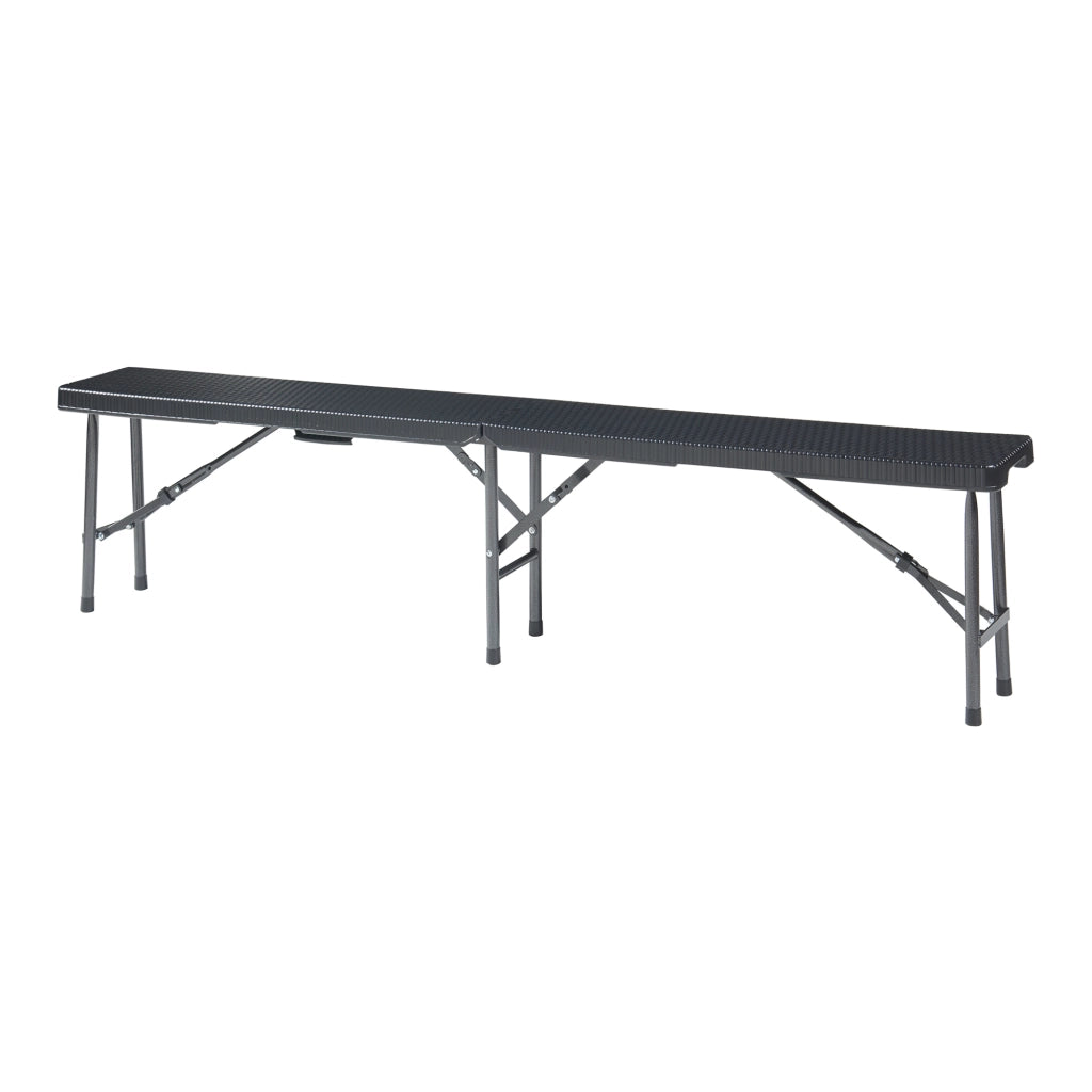 Set di 2 Panche Pieghevoli Mark 180 x 25 x 43 cm Nero Effetto Rattan [en.casa]