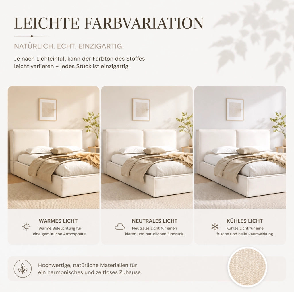 Letto matrimoniale contenitore beige 180x200 cm con rete