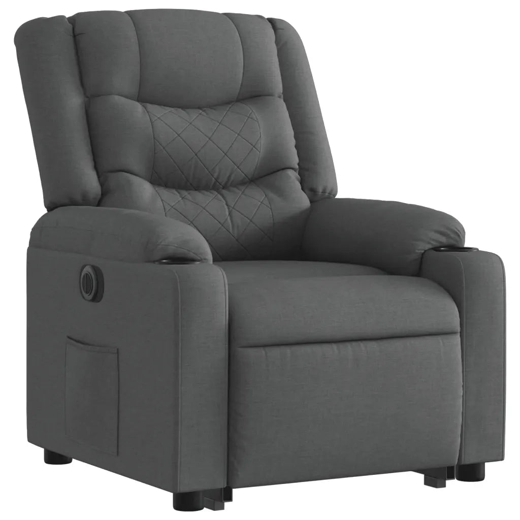 Poltrona Alzapersona Reclinabile Elettrica Grigio Scuro Tessuto 3206580