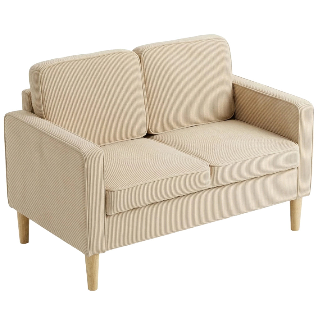 Divano 2 Posti con Cuscini e Contenitore ¨C Zephmum ¨C Beige Tessuto 117x63x79 cm