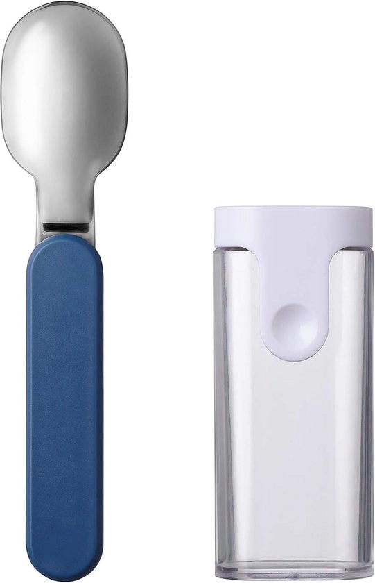 Lepel opvolutilegibile in denim – riciclabile – set da viaggio – ideale per contenitori di muesli lavabili in lavastoviglie – acciaio inossidabile