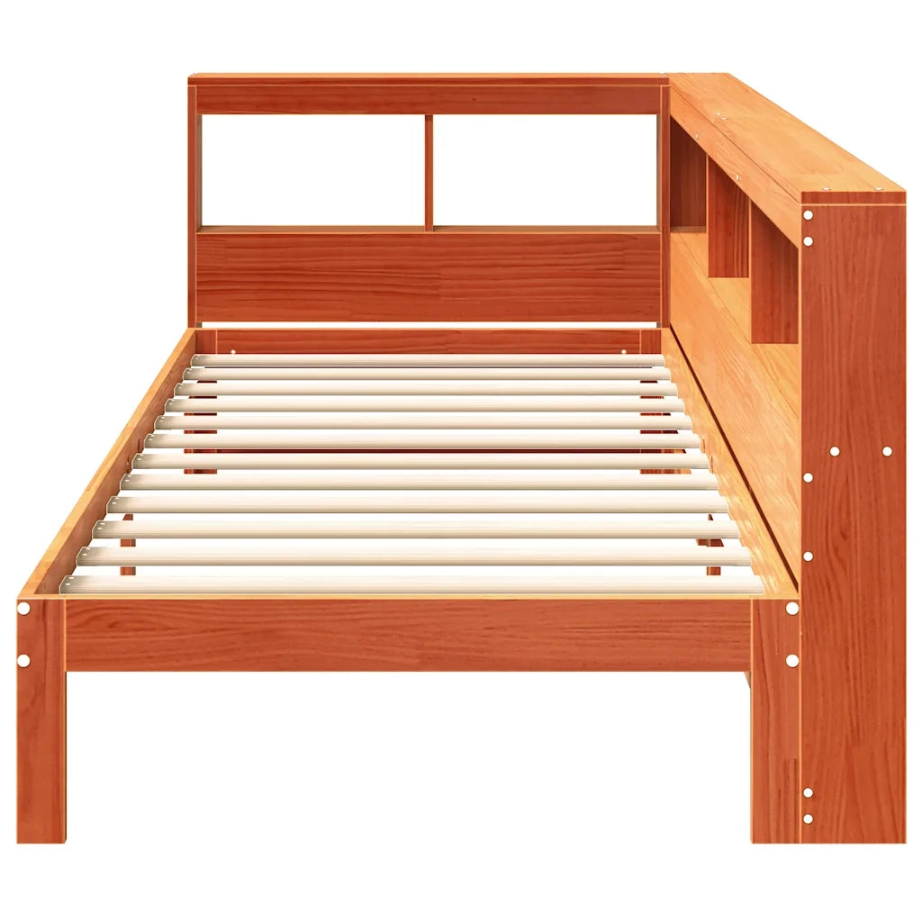 Letto Libreria senza Materasso Marrone Cera 90x190 cm in Pino 3324405