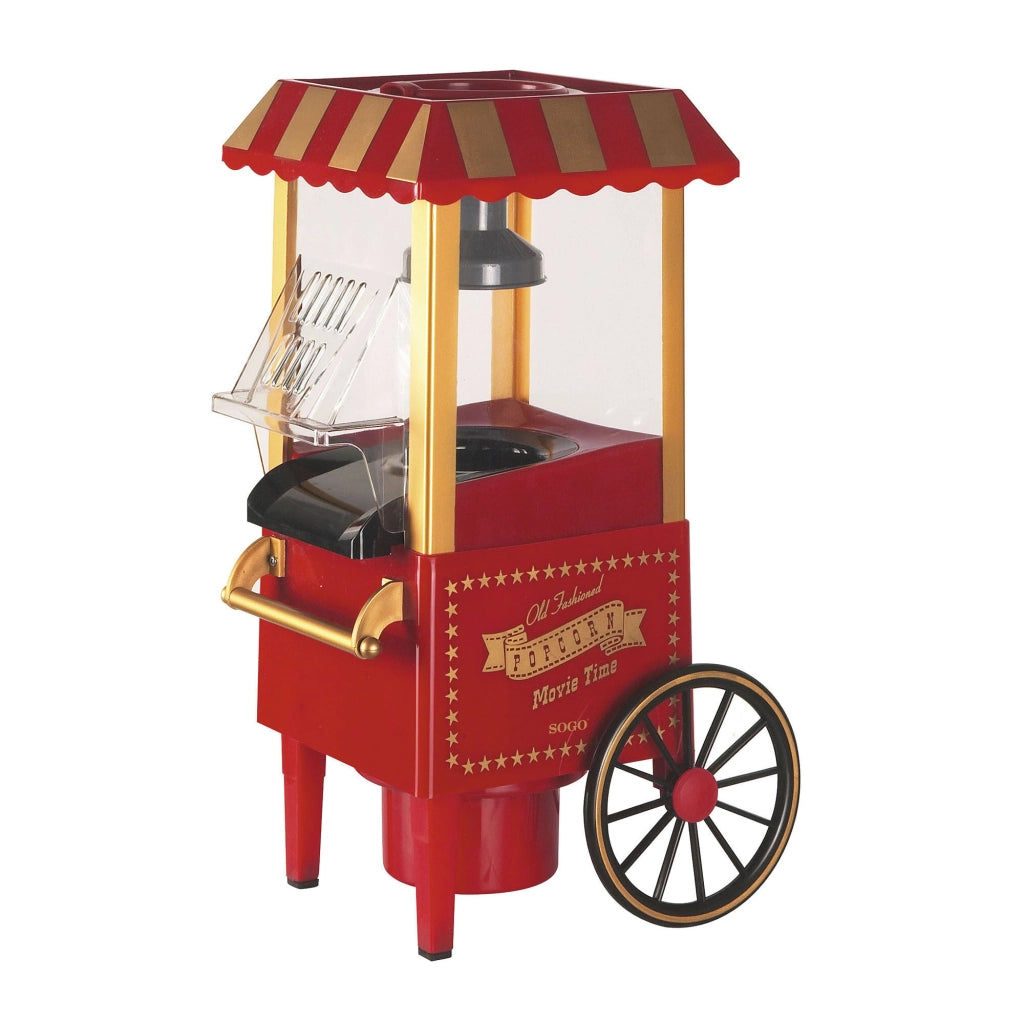 Macchina per popcorn elettrica stile retrò, coperchio rimovibile, preparazione 3 minuti senza olio 1200W - SOGO