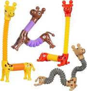 Giraffa telescopica giocattolo - Articoli flessibili - Giocattolo divertente per fidget - Tubi di gomma_FINE - Giocattolo sensoriale - 4 pezzi