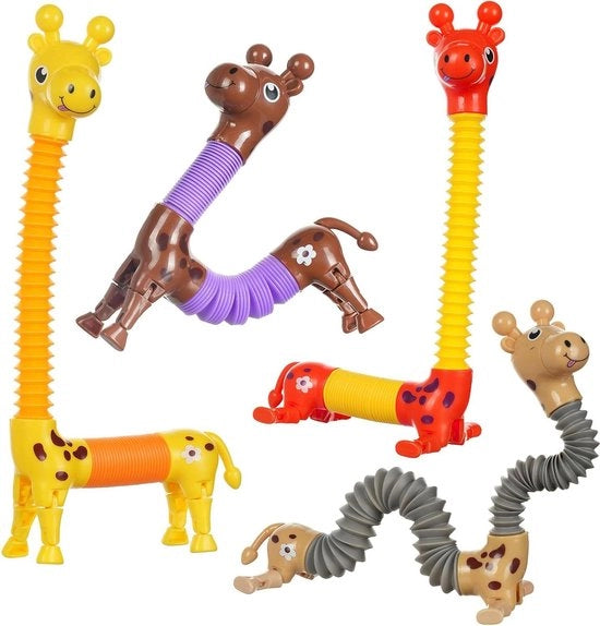 Giraffa telescopica giocattolo - Articoli flessibili - Giocattolo divertente per fidget - Tubi di gomma_FINE - Giocattolo sensoriale - 4 pezzi