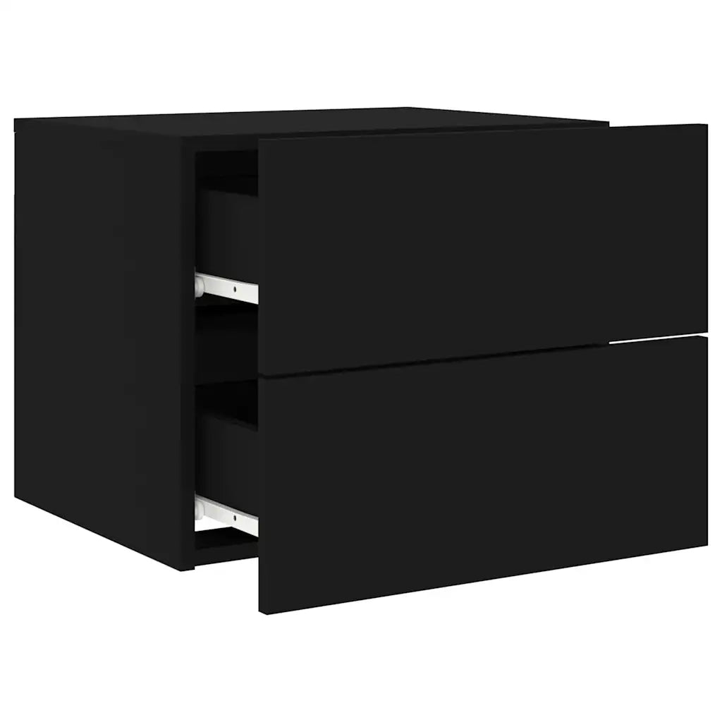 Comodini a Parete con Luci LED 2 pz-Set di 2 Tavolino da notte Neri 275356