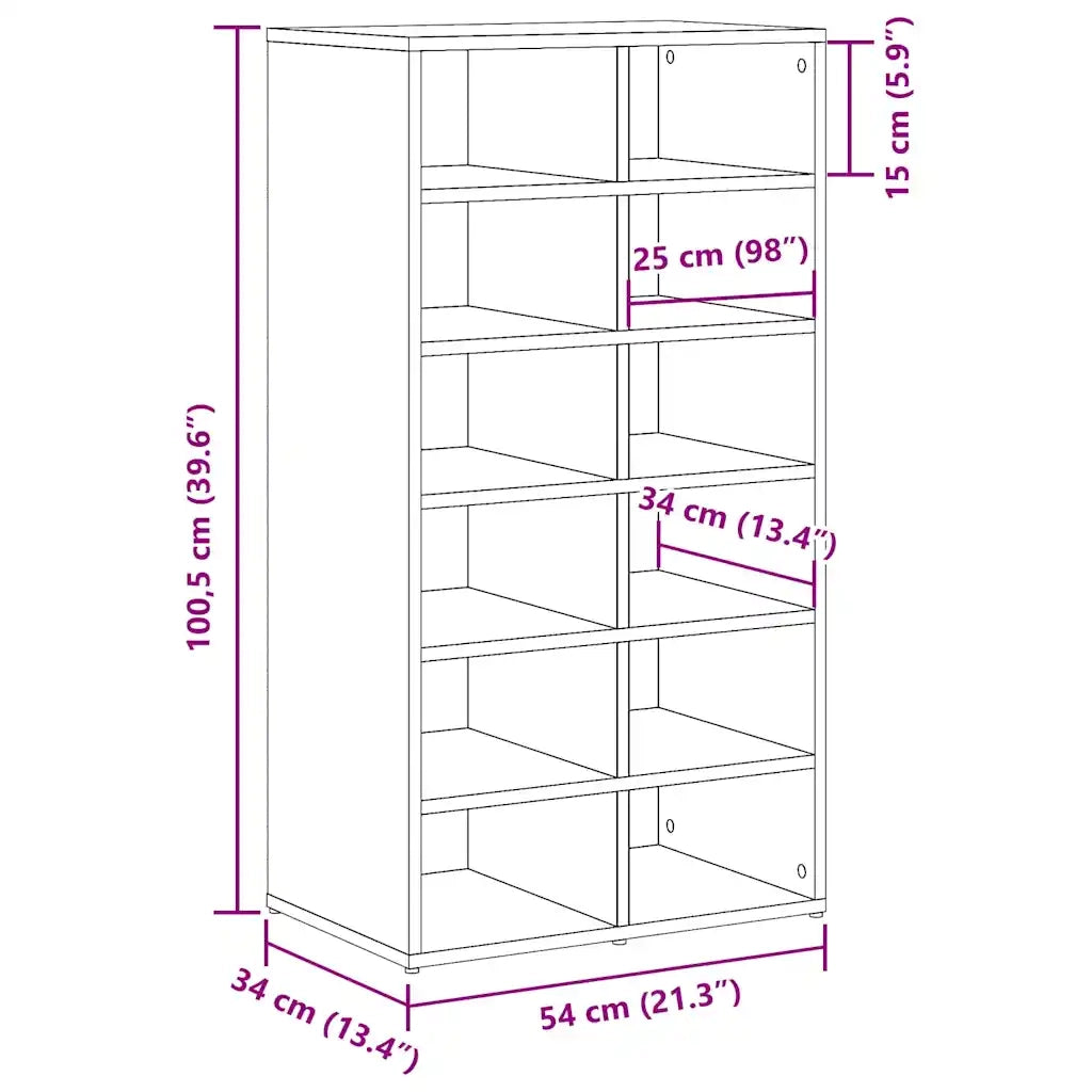 Scarpiera | Mobile per scarpe Rovere Artigianale 54x34x100,5 cm in Truciolato