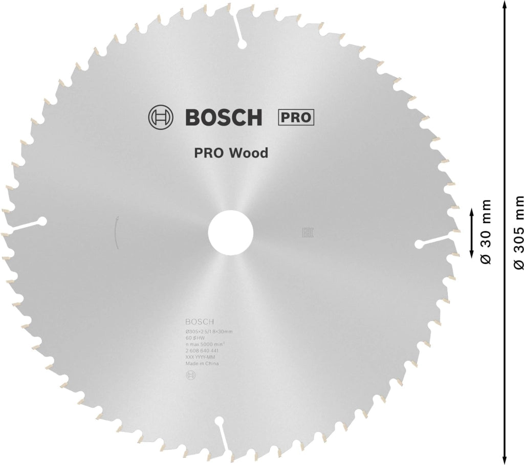 Bosch 1x Lama per sega circolare PRO Wood a filo per troncatrici (per Legno tenero, Legno duro, Ø mm, Professional Accessorio Troncatrice)