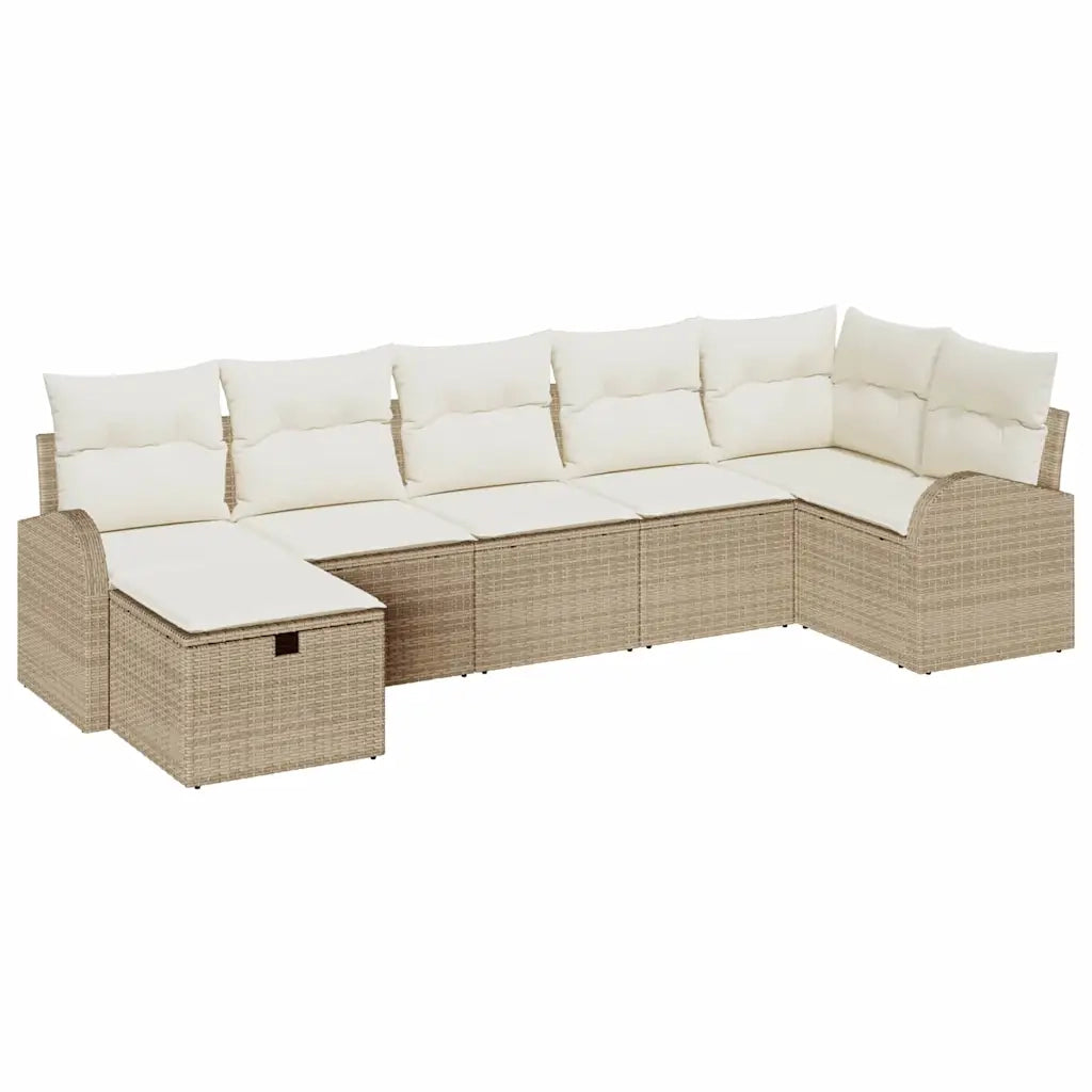 Set di divani con cuscino Beige e Crema polyrattan