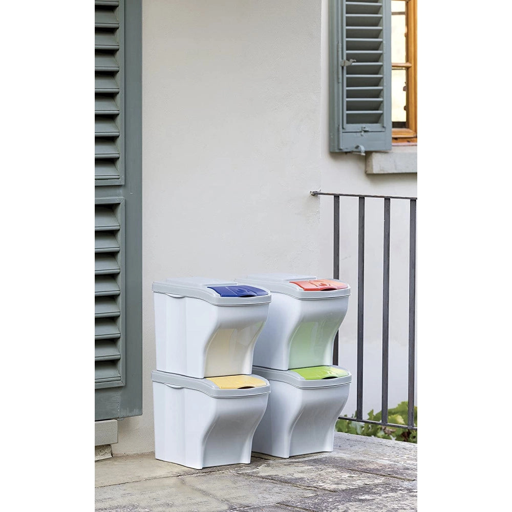 Trade Shop - Pattumiera Per Raccolta Differenziata 4 Colori Verticale Bidoni Spazzatura 80 Lt -