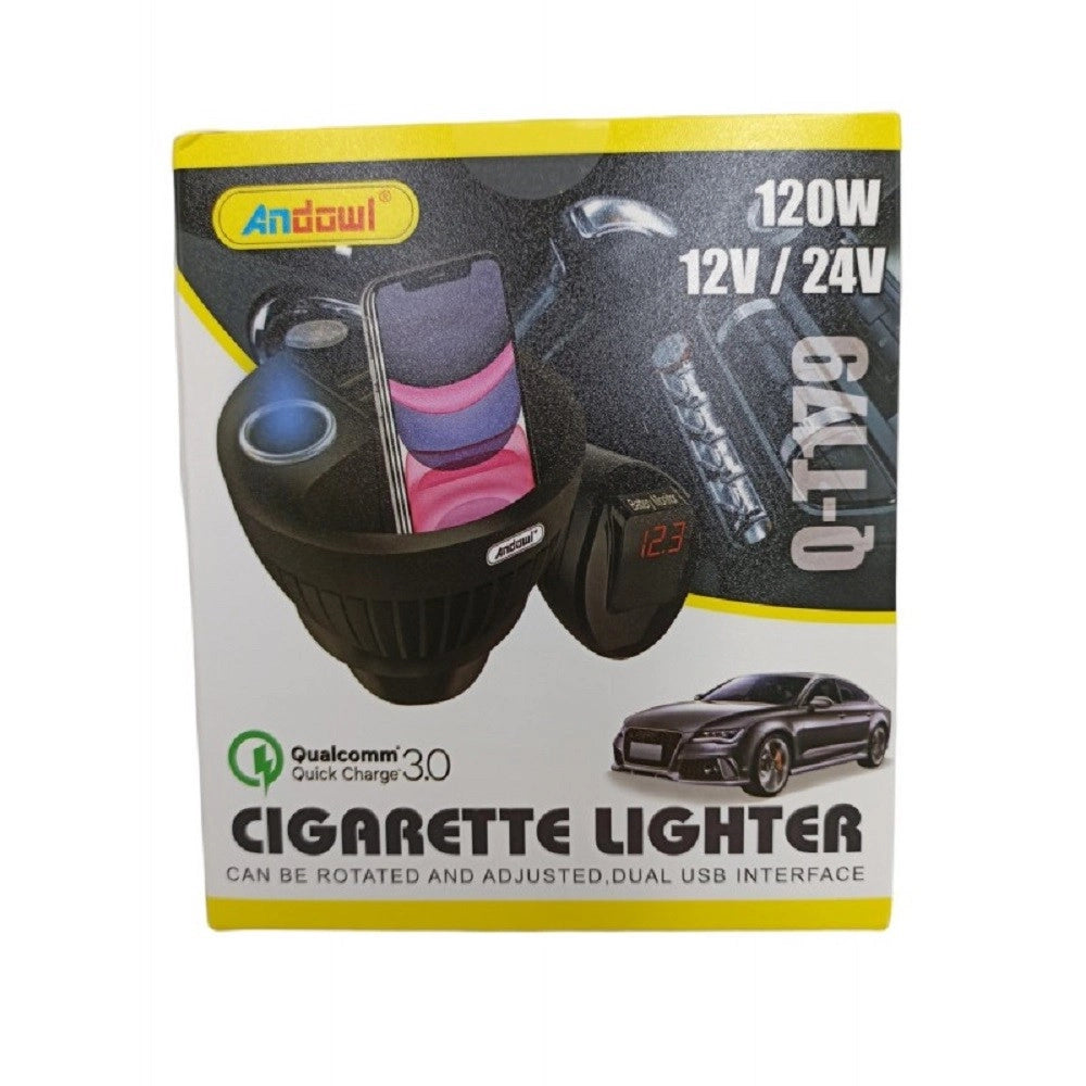 Trade Shop - Caricabatterie Per Auto 120w 12/24v Ricarica Rapida Accendisigari 2xusb Q-t179 -