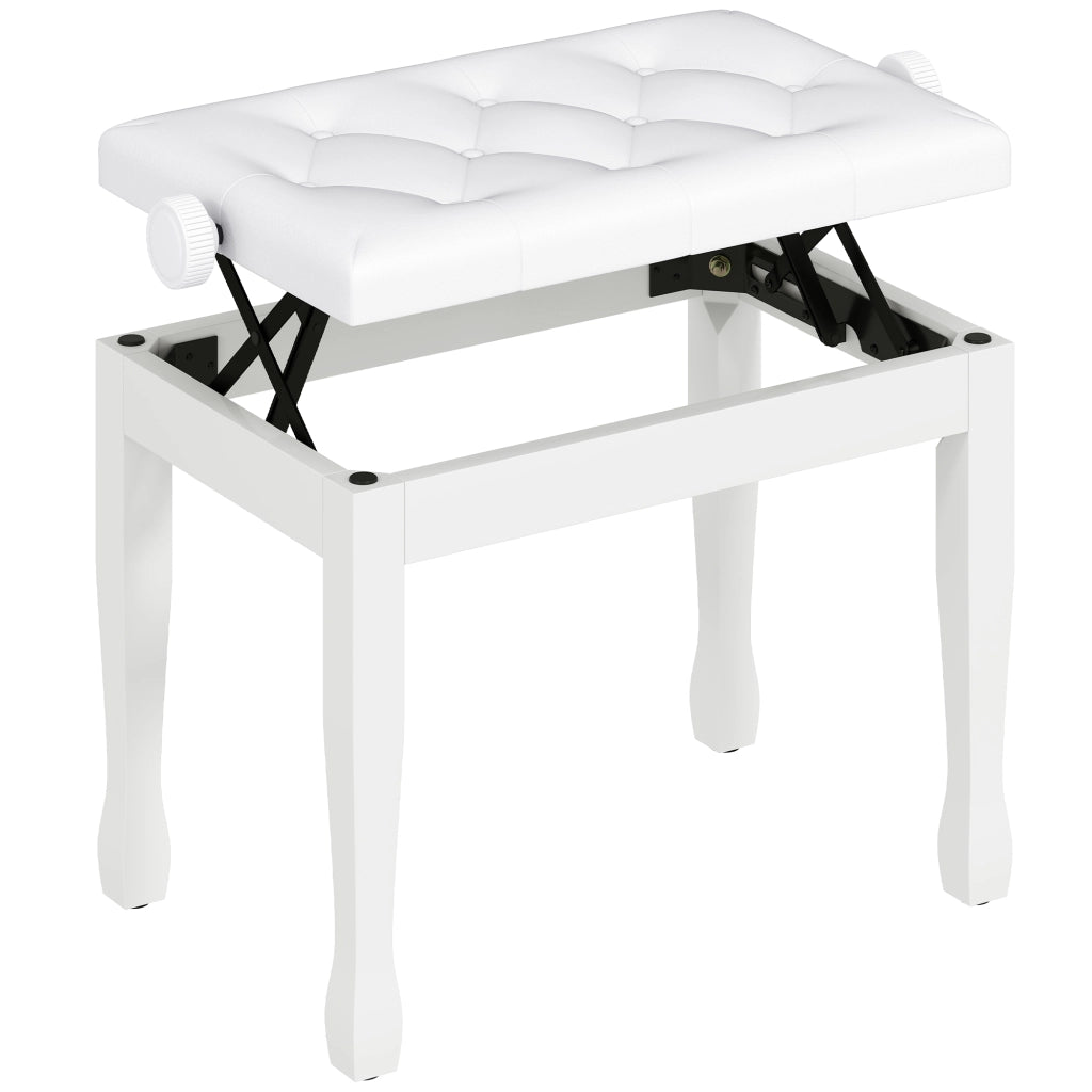 Sgabello da Pianoforte Regolabile ¨C Zephmum ¨C Bianco 64x35x45-55 cm