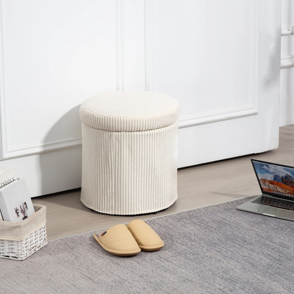 Pouf rotondo imbottito in velluto con struttura in metallo ¨C Zephmum ¨C Beige ?40x41 cm
