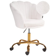 Sedia da ufficio in tessuto bouclè di colore bianco con base girevole altezza regolabile elegante moderna