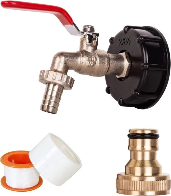 Adattatore di tubo per serbatoio IBC, 1/2 pollice in rame, accessori per serbatoio IBC S60X6 con vite Grove e schermo con connessione a tubo e nastro di sigillaggio