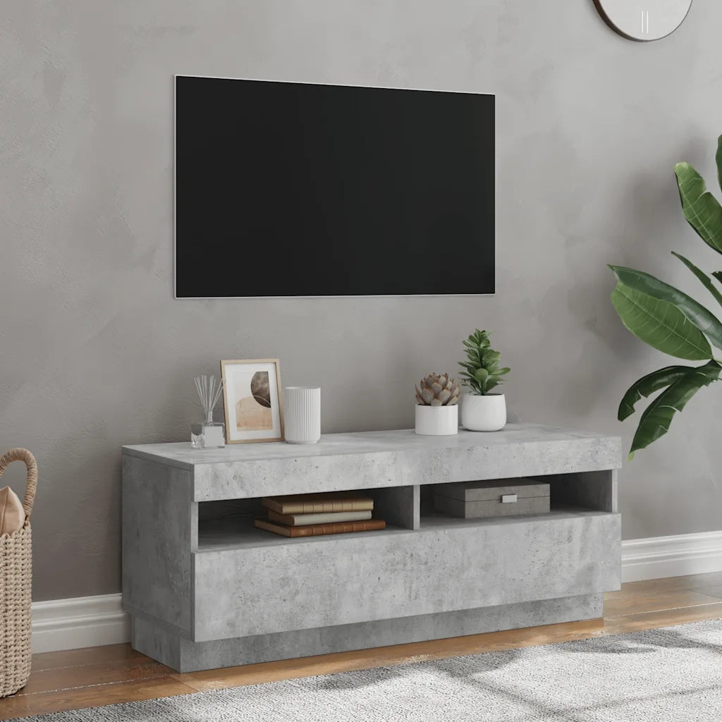 Mobile Porta TV con Luci LED Grigio Cemento 100x35x40 cm 804458