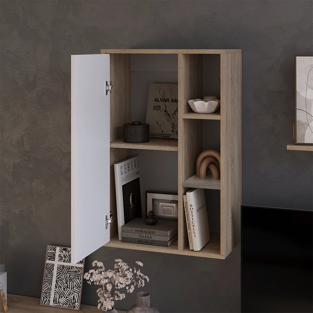 Vicco Libreria da parete Sonoma/Bianco 50.1 x 78.4 cm con 2 scomparti chiusi