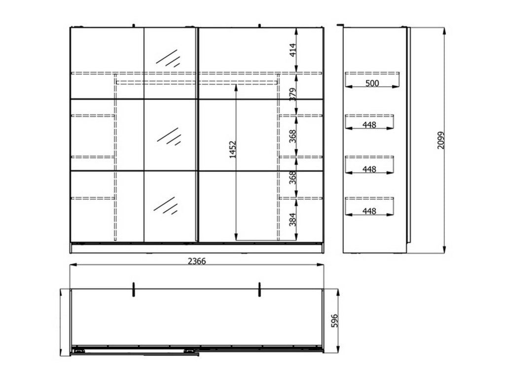 Armadio Camera da Letto Sorgono, Guardaroba Grande Appendiabiti, 236.5x210h cm Bianco Opaco