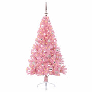 Albero di Natale Artificiale-Albero Natalizio con luci integrate Rosa 150 cm PVC 526366