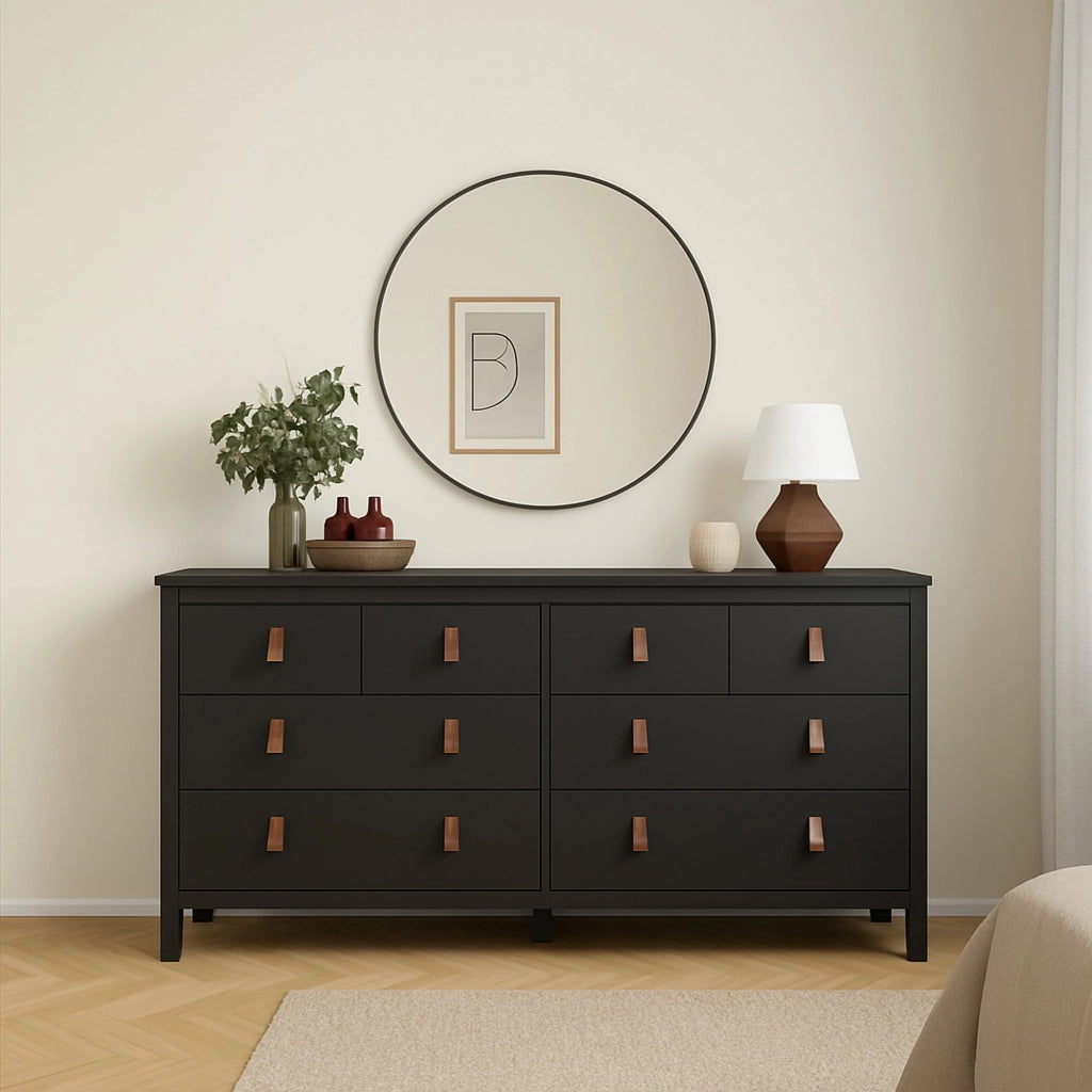 Credenza Kovsova, Buffet da soggiorno, Madia da salotto, Dispensa da cucina, 160x38 h80 cm, Nero