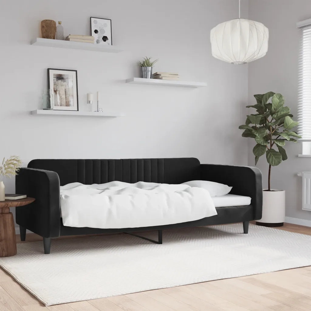 Letto da Giorno Nero 100x200 cm in Velluto 354097