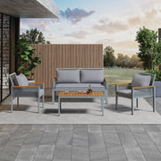 Set Divano da Giardino con Cuscini, 2 Poltrone e Tavolino ¨C MINIMAL ¨C Polyrattan, Grigio