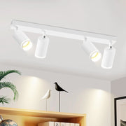 ZMH Faretto da soffitto Bianco 4 Luci GU10 Orientabile da Interno in Metallo per Soggiorno Corridoio Senza Lampadine