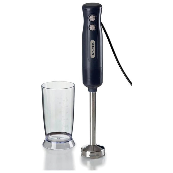 Ariete 601 Frullatore a Immersione Breakfast, Frullatore a immersione, 700 W, 2 velocità, Lama in acciaio inox, Gamba removibile, Bicchiere trasparente, Dark & Sahara Grey