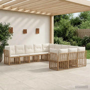 Set di divani da esterno Naturale e Bianco Crema Poliestere