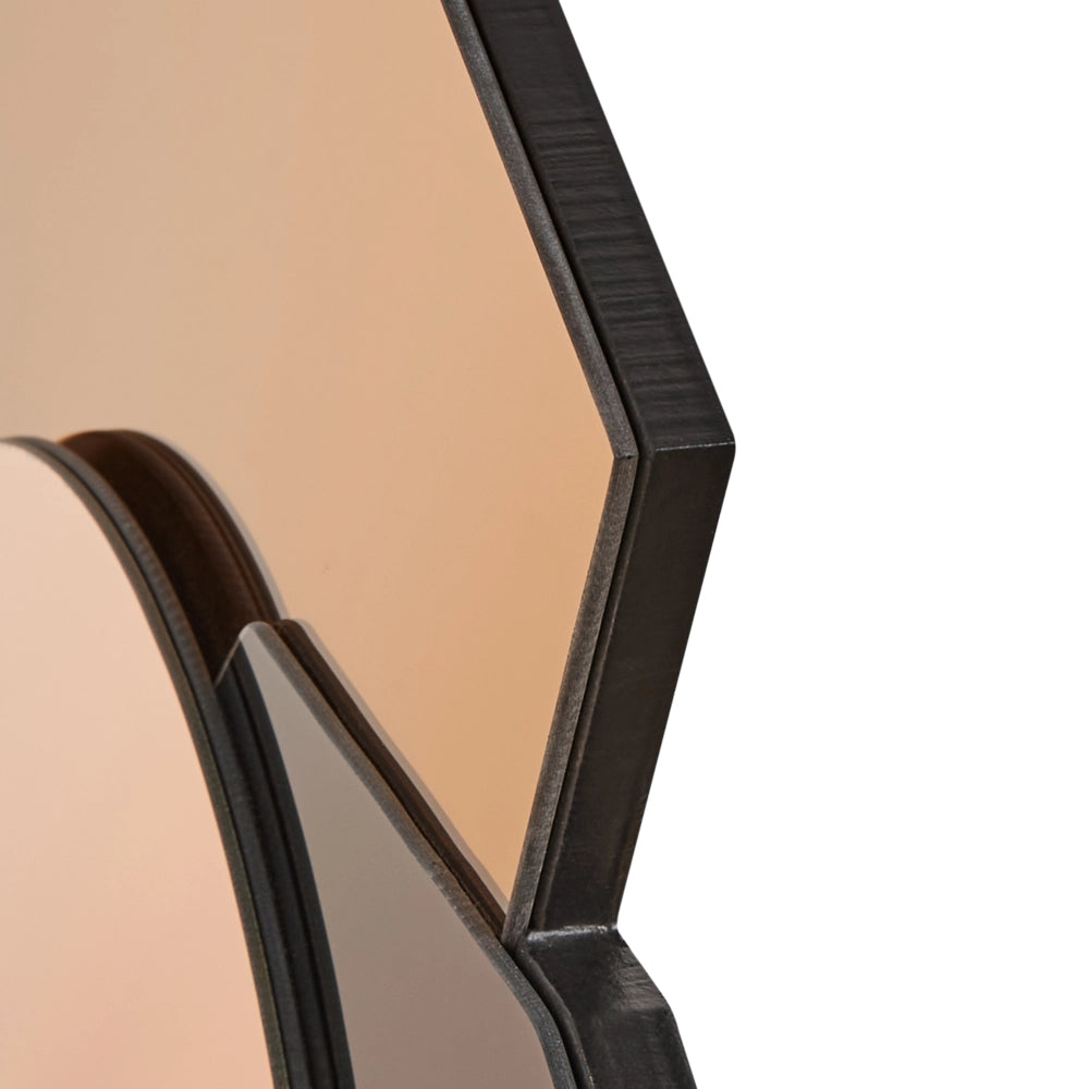 Specchio da parete di forma irregolare in vetro e MDF rosa dorato stile moderno