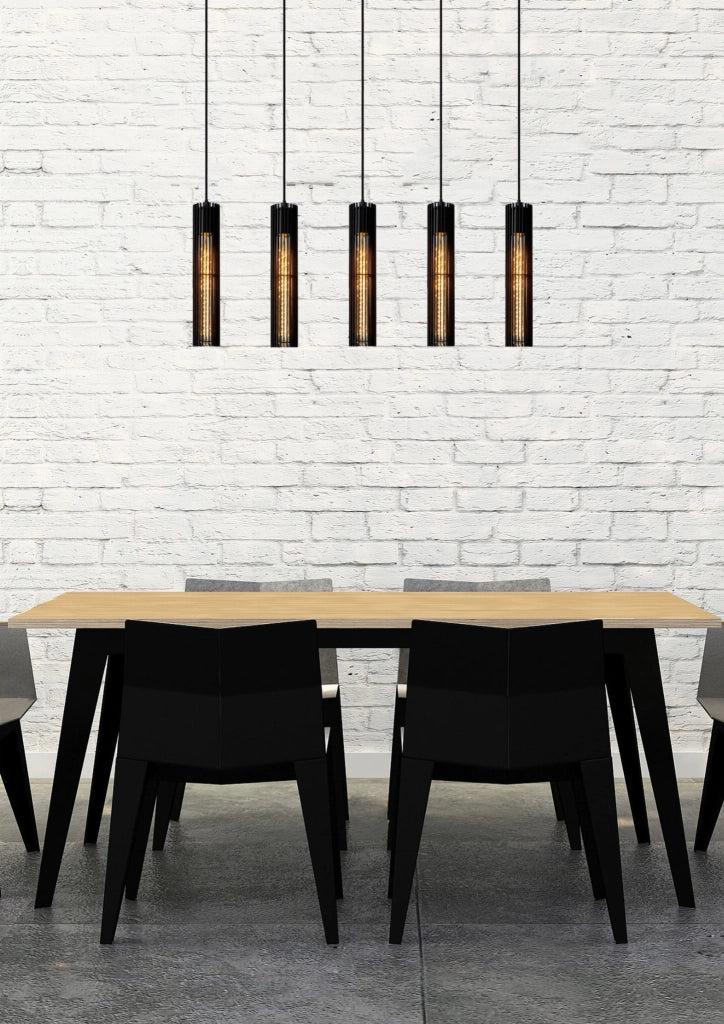 Lampadario Lucide Lionel 5 luci E27 nero dimmerabile