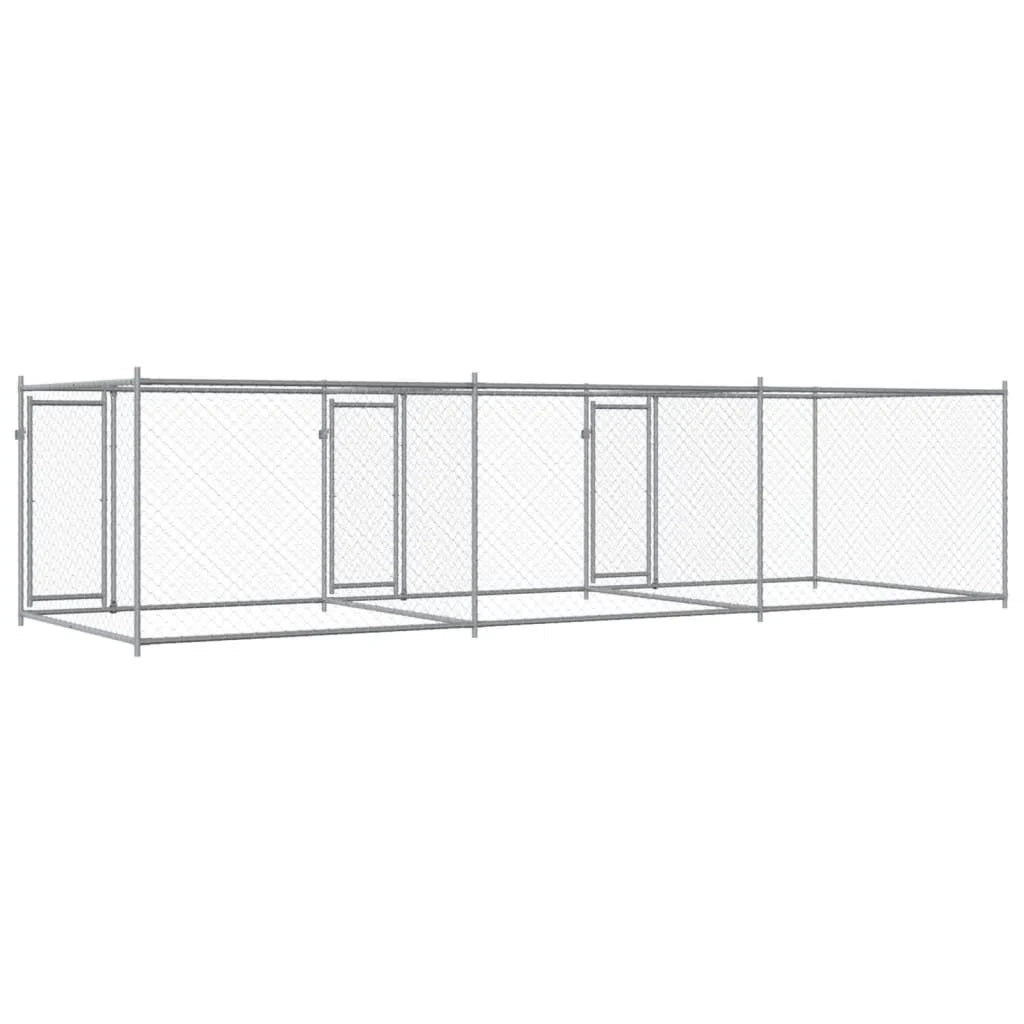 Trasportino per cani con porte 6 x 2 x 1,5 m acciaio zincato grigio 02_0041625