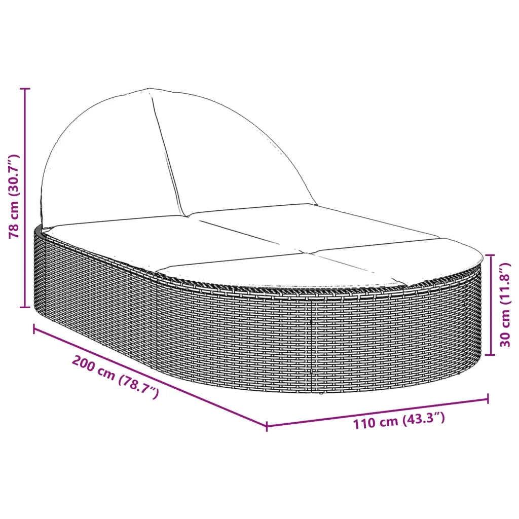 Lettino Prendisole | Sdraio da giardino | Lettino da sole con Cuscini Marrone in Polyrattan