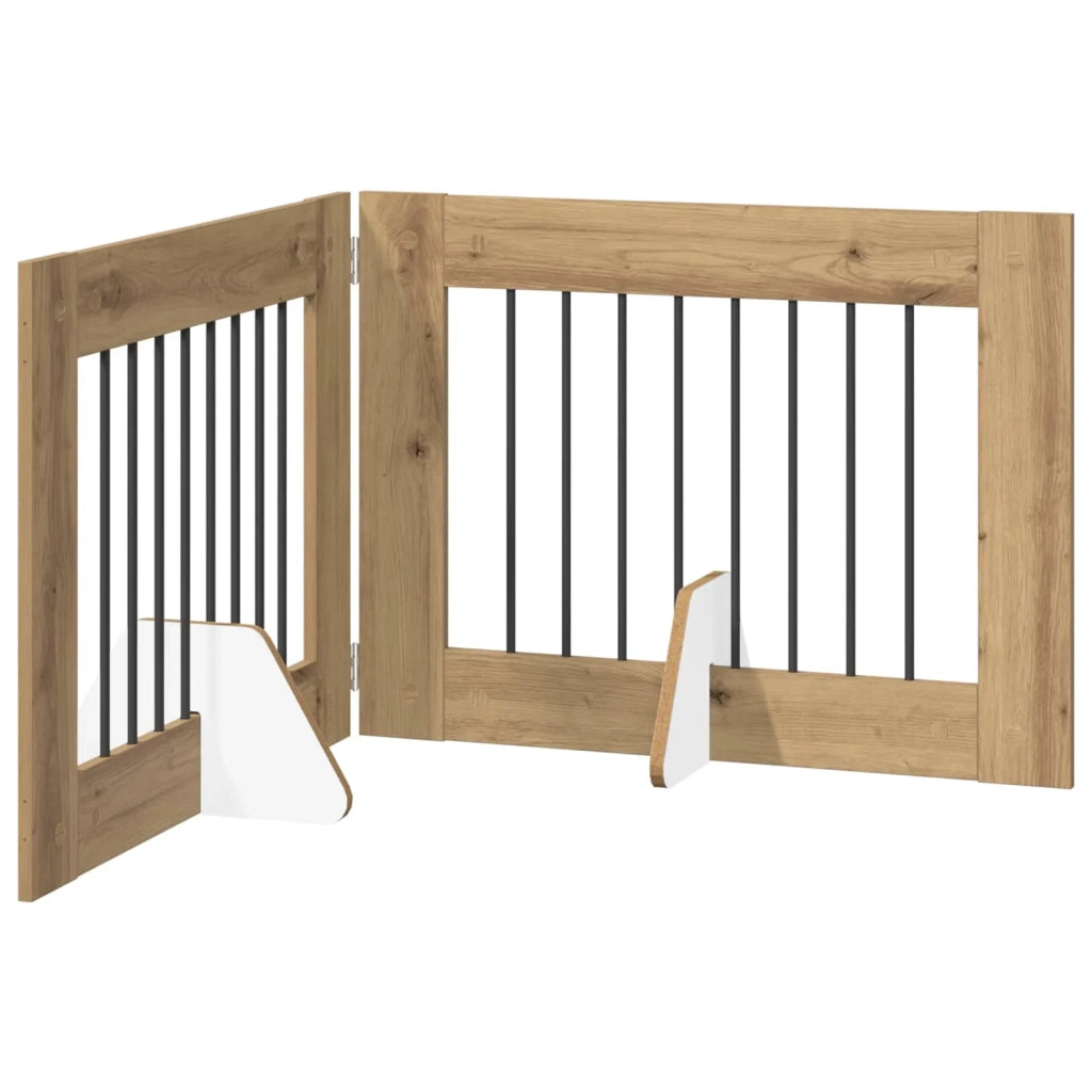 Cancello per cani pieghevole con supporti 2 pz 160,5 cm 892132