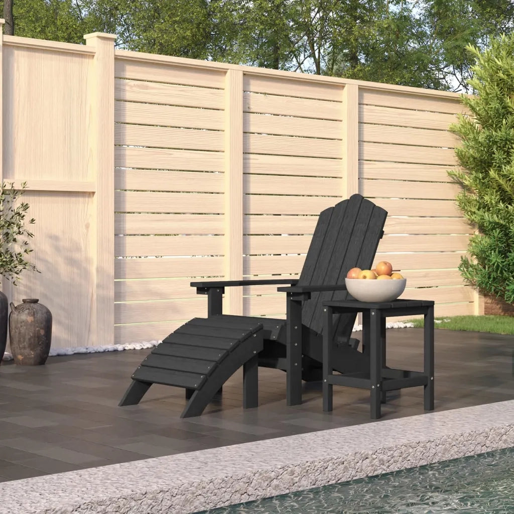 Sedia Giardino Poggiapiedi e Tavolo Adirondack HDPE Antracite cod mxl 6764