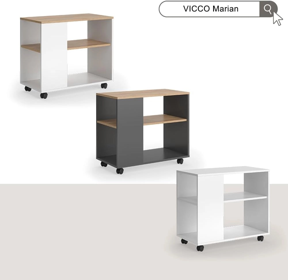 Tavolino Marian, Quercia dorata/antracite, 70 x 36.6 cm con rotelle, spostabile per un utilizzo flessibile negli ambienti abitativi