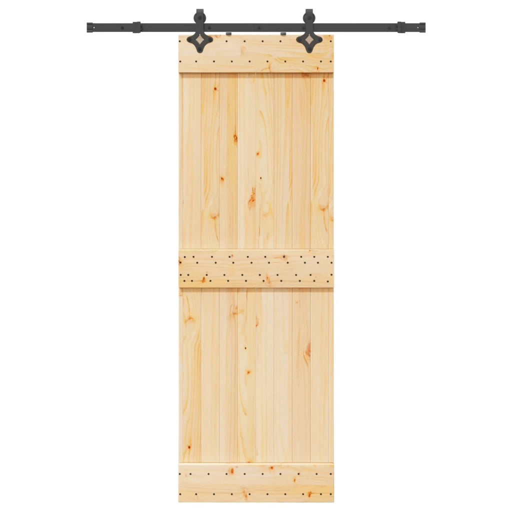 Porta scorrevole NARVIK Naturale e Nero 70 x 210 cm (152,5 cm)