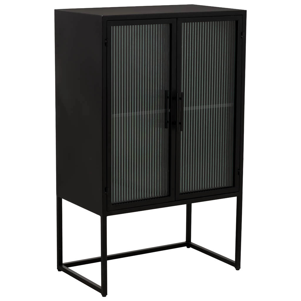 Vetrina in metallo nero con 2 ante cm 65x38,5x105,5h